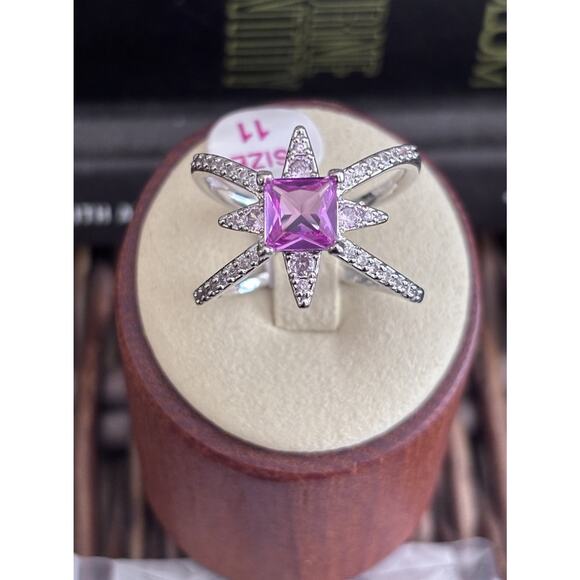 Bomb Party Ring RBP8361 “Glamorous Stylista” Size 11 Pink Corundum On Rhodium - Picture 1 of 5